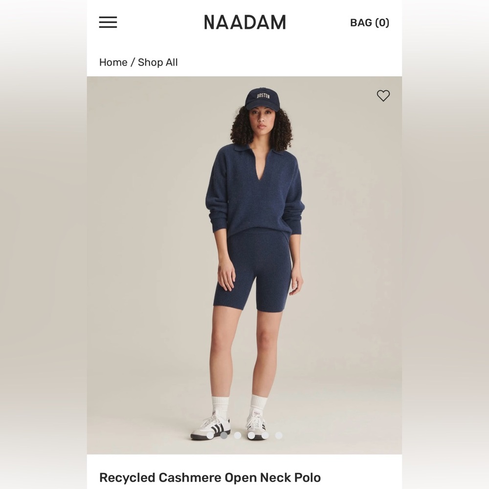 Naadam Recycled Cashmere Open Neck Polo NWT